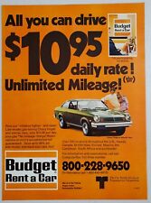 1973 Print Ad Budget Rent a Car Chevrolet Vega Green Car Happy Couple picture