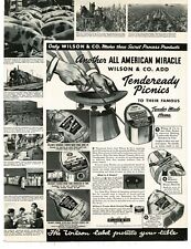 1937 Wilson & Co Tendeready Canned Ham Uncle Sam Hat Vintage Print Ad picture