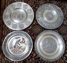 4 Zinn Pewter plates Germany - Osterreich/Munchen/Mallards/Coat of Arms picture
