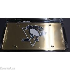 PITTSBURGH PENGUINS TEAM LOGO NHL GOLD LASER LICENSE PLATE MADE IN USA picture