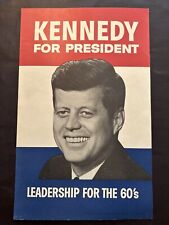 KENNEDY FOR PRESIDENT LEADERSHIP FOR THE 60'S ORIGINAL VINTAGE CAMPAIGN POSTER picture
