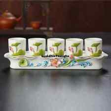 6pcs/lot FIVE Cups with Base Relief Water Cup, Buddhist Supplies, Lotus Cup picture