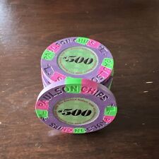 10 Paulson Classics Top Hat & Cane $500 Casino Poker Chips -  **VERY RARE** picture