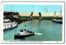 c1930's Burnside Bridge Over Willamette River Portland Oregon OR Posted Postcard picture