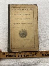 1908 Acts & Resolves General Assembly State of Vermont Law Book Vtg picture
