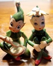 Vintage Josef Originals PIXIE ELVES Lot Of 2 Highly Collectible Christmas Decor picture