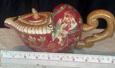 Vintage 1950s handpaintd footed ceramic asian teapot by oriental accent RARE picture