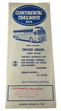 Vintage Continental Trailways Bus Schedule 1969 East Coast Chicago Omaha picture