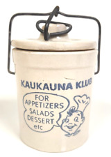 Vintage Original Kaukauna Klub crock with bail lid picture