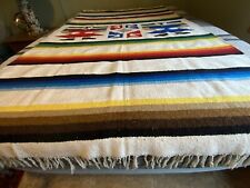 LARGE Wool Serape Blanket  Vintage Woven Wool Serape  Jorongo With Fringe picture