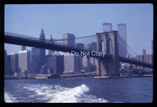Orig 1972 SLIDE View of Brooklyn Bridge & World Trade Center Twin Towers NYC picture