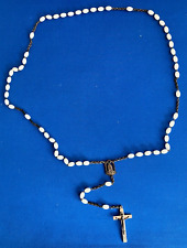 Rosary White Oval Beads Made in Italy Vintage picture