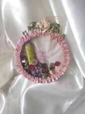 Antique Vintage Embroidery Rose Lace Sewing Keepsake Christmas Ornament Diarama  picture