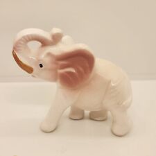VTG Pink/White Ceramic Elephant Figurine Made In Japan picture