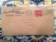 Ny Ny Carl Fischer Pianos Feb 18 1909 with rec postmark on back - stamp w plate picture