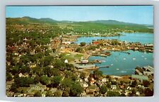 Rockland ME, Aerial View, Penobscot Bay, Seafood Festival Vintage Maine Postcard picture