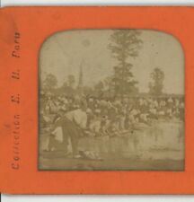 Group People Washing Laundry E.H. Paris Tissue Stereoview picture