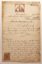 ANTIQUE SPANISH COLONIAL DOCUMENT WITH A TAX REVENUE STAMP / PUERTO RICO 1881 #2 picture