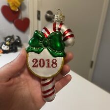 OWC Old World Christmas 2018 Candy Cane Glass Ornament picture