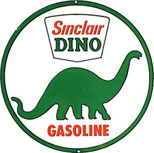 Sinclair Dino Gasoline Aluminum Sign with Embossed Edge - Nostalgic Vintage Meta picture