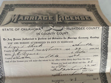 Antique Muskogee,Okla Marriage License-1925 picture