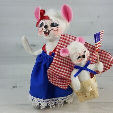 Annalee Patriotic Mommy Mouse & Baby in Picnic Basket 4th July Doll w USA Flag picture
