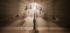 RARE @ L&LWMC Table Lamp 9746 stained glass brass bottom Tiffany style lamp  picture