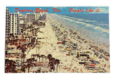 Tourists in Daytona Beach Florida Aerial View Postcard Unposted picture