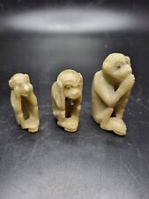 Carved Monkeys See Hear Speak No Evil Assorted Stones Lot 3 Wise Monkeys picture