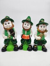 Art Line Vintage Set of 3 Green Leprechaun Figures Plastic Gnome St. Patrick HTF picture