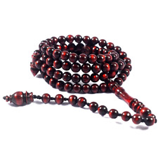 Islamic Muslim Red Black Coral Sea Yusr  99 Prayer Beads Rosary Tasbih 08 mm picture