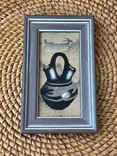 Vintage Shabby Navajo Sand Painting Leaping Goat Pottery South Western Frame Art picture