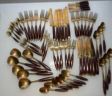 MCM Rosewood and Brass Silverware Set For 6. 65 Pieces picture