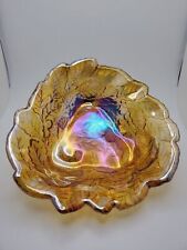 1970s Indiana Glass Loganberry Harvest Gold Vintage Carnival Glass Bowl picture