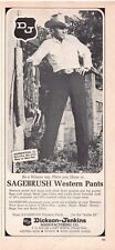 Dickson Jenkins Man Co Sagebrush Western Cowboy Pant Horse-Inspired Vtg Print Ad picture