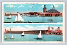 VINTAGE C1930S NAVY PIER CHICAGO IL LAKE VIEW, SHIPS POSTCARD ED picture
