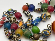 Antique African Trade Murrine Venetian Glass Painted Millefiori Bead Necklace picture