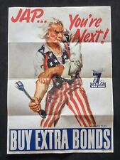1941 WW2 USA AMERICA UNCLE SAM WAR BONDS FLAG ANTI JAPAN PROPAGANDA POSTER #141 picture