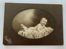 Cabinet Card Antique Baby Photo Infant 5” X7” Massachusetts Sepia Vtg Newborn picture