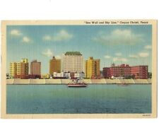 Postcard - Sea Wall and Sky Line - Corpus Christi Texas TX - c1945 Linen picture