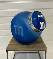 Vintage Rare Blue M&M Tilted Country Store Glass Candy/Cookie Jar with Metal Lid picture