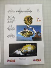 1965 Jacques Cousteau SP-350 Denise submarine print/line drawing picture