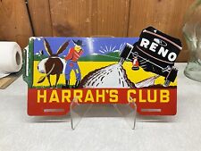 Vintage Harrahs Club Casino Reno Licence Plate Frame Topper Car Truck Automobile picture