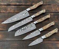 Chef Knife Custom Handmade Damascus Steel Kitchen Knife Set Of 5 KPro picture