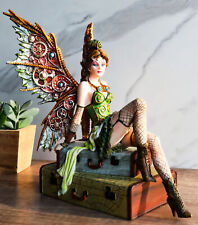 Ebros Steampunk Burlesque Traveler Fairy Sitting On Suitcases Figurine 9