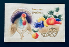 Heavy Paper Embossed Airbrush Paint Thanksgiving Germany Postcard picture