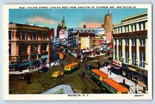 Brooklyn New York NY Postcard Fulton Street Looking West Junction Fulton c1940 picture