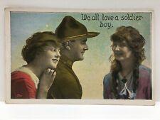 Vintage Soldier Lovers Postcard picture