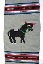 Vintage Mexican Southwest Donkey Wool Serape Saltillo Blanket Rug Mat Throw picture