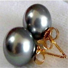 16mm black shell pearl earrings 18K Mesmerizing BLACK Loose elegant Stud AAA picture